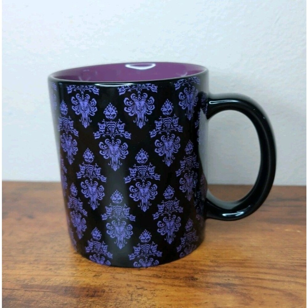 Disney Parks The Haunted Mansion Purple & Black Wallpaper "Hurry Back" 20 oz Mug